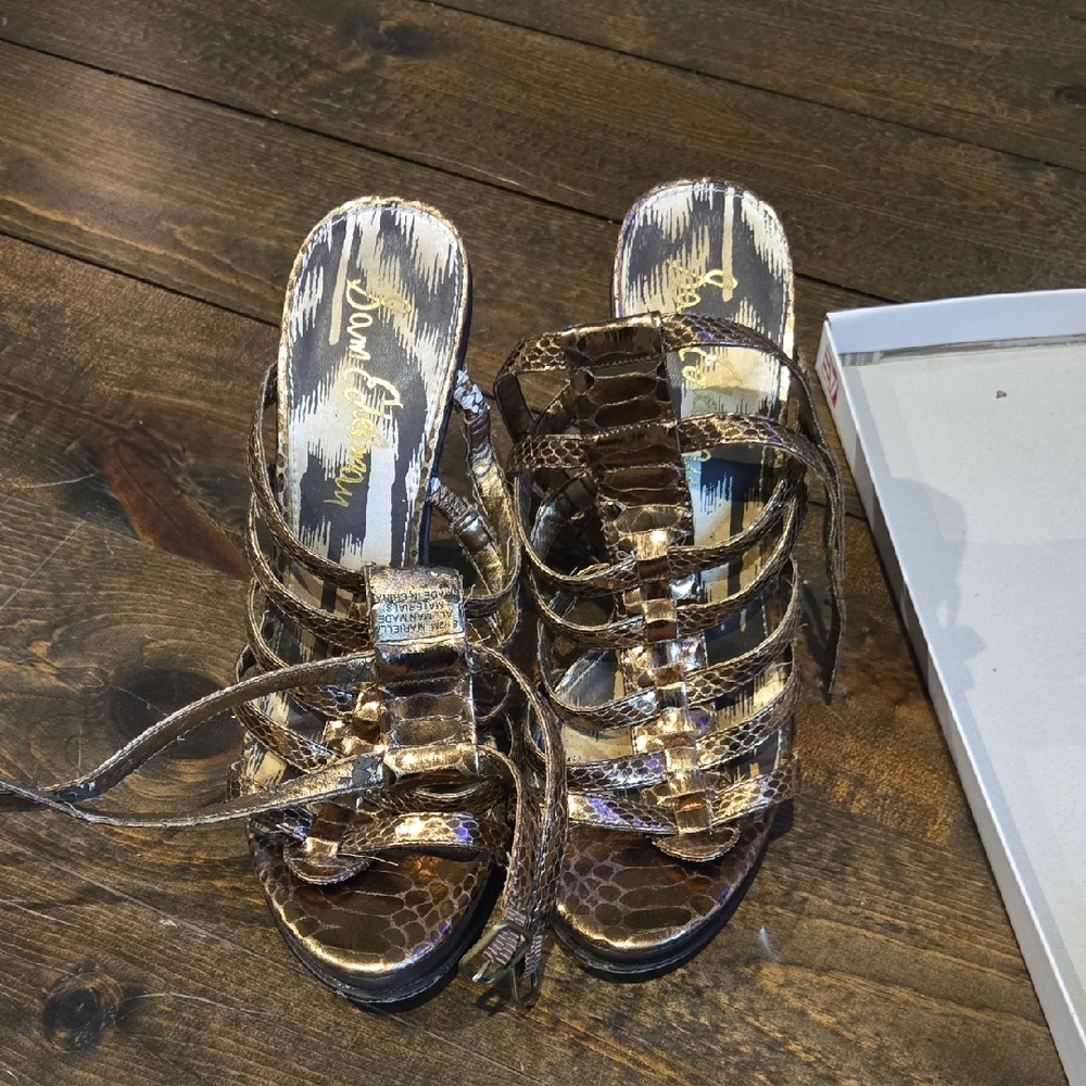 Sam Edelman Gold and Brown Strappy Heels